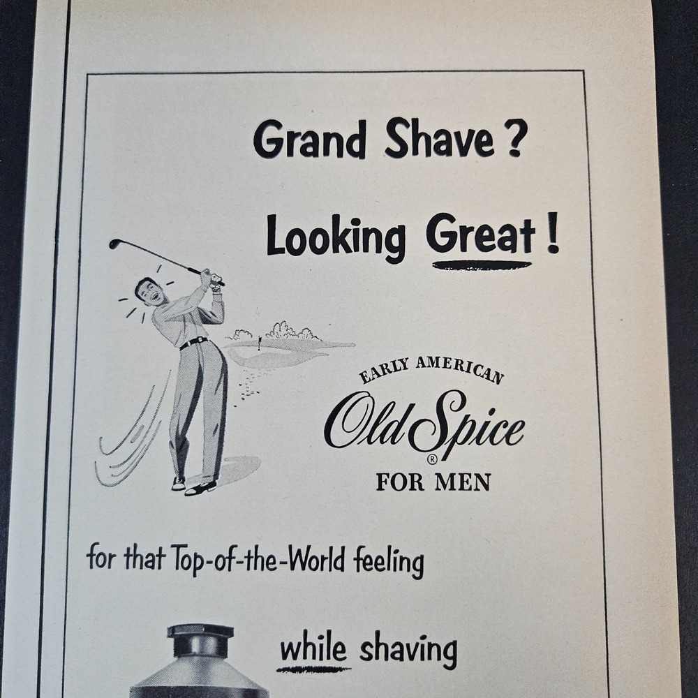 1951 Old Spice For Men Shaving Cream After Shave Lotion Vintage Print Ad Shulton